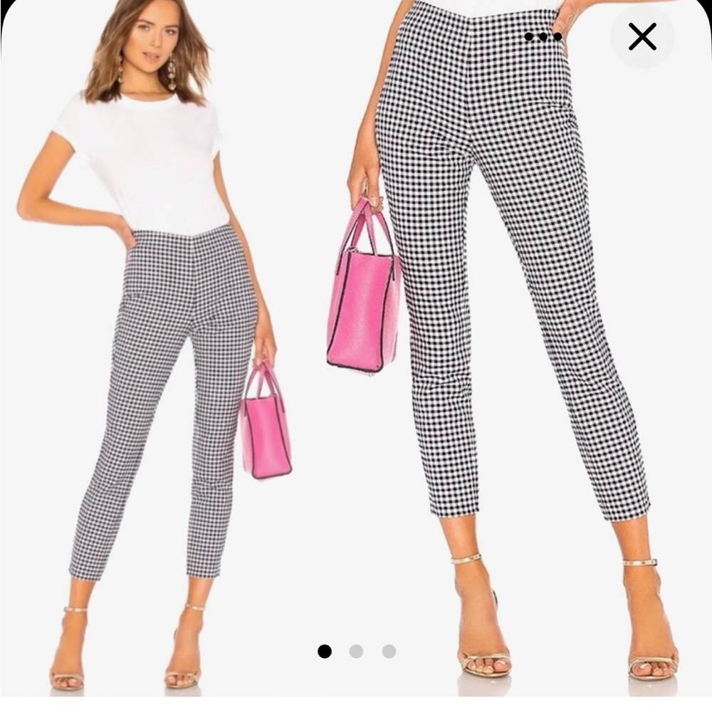 rag & bone Black and White Gingham Cropped Ankle Pants with Slim Fit